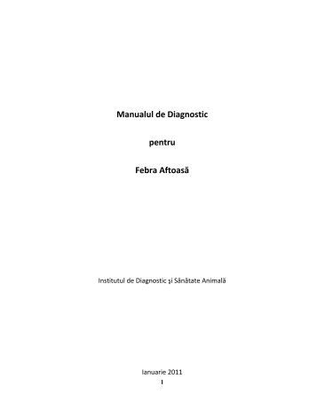 Manualul de Diagnostic pentru Febra Aftoasă - ansvsa