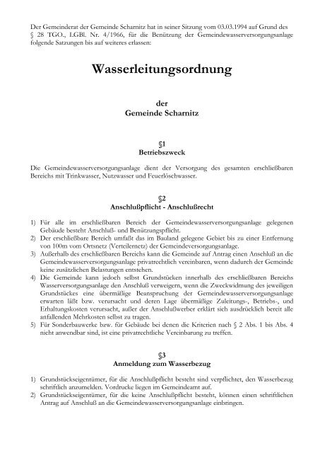 Wasserleitungsordnung der Gemeinde Scharnitz