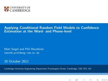 Applying Conditional Random Field Models to Confidence ...