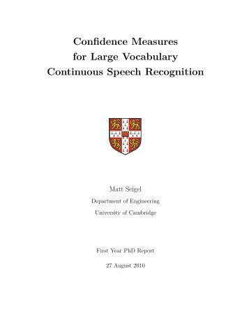 Confidence Measures for Large Vocabulary Continuous Speech ...