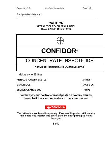Yates Confidor Lawn and Garden Insecticide MSDS Yates Confidor Lawn and Garden Insecticide MSDS