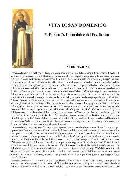 VITA DI SAN DOMENICO P. Enrico D. Lacordaire dei Predicatori