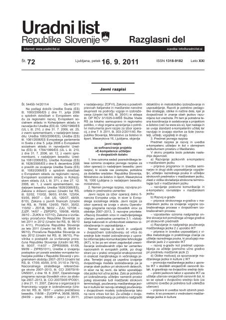 Uradni list RS - 72/2011, Razglasni del