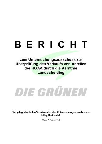 Hypo-UA: der Grüne Endbericht - Die Grünen Kärnten