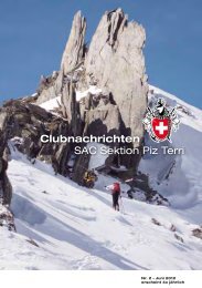 Clubnachrichten SAC Sektion Piz Terri