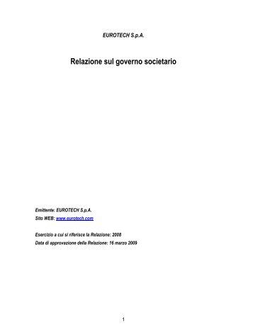 Relazione sul governo societario - Eurotech