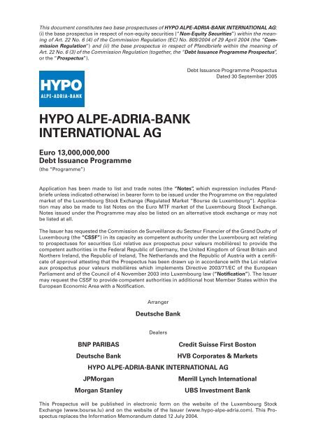 Prospectus - Hypo Alpe-Adria-Bank AG