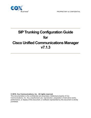 CUCM SIP Trunking Configuration - Cox Communications