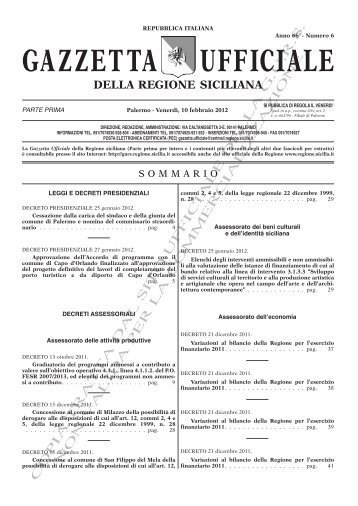 Provvedimenti - Gazzetta Ufficiale della Regione Siciliana