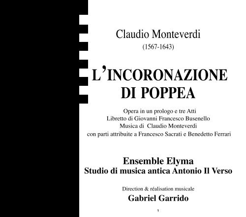 L'INCORONAZIONE DI POPPEA - Les chemins du Baroque