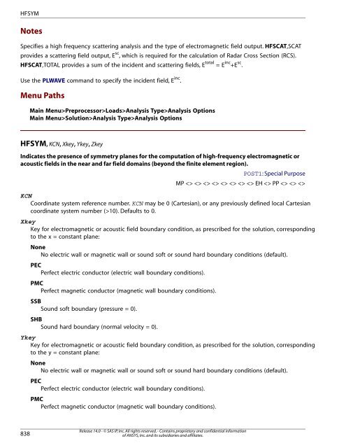 HFSYM Notes Specifies a h