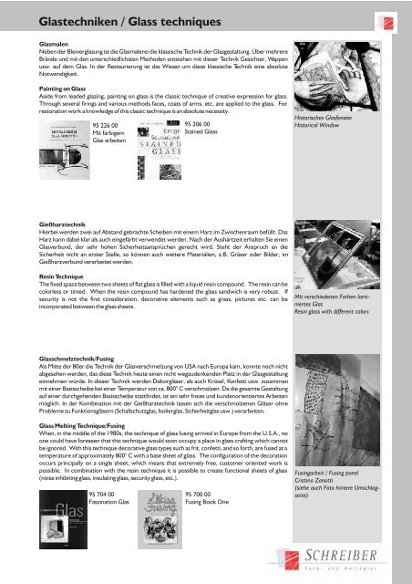 Glastechniken / Glass techniques - Schreiber Farb- und Antikglas