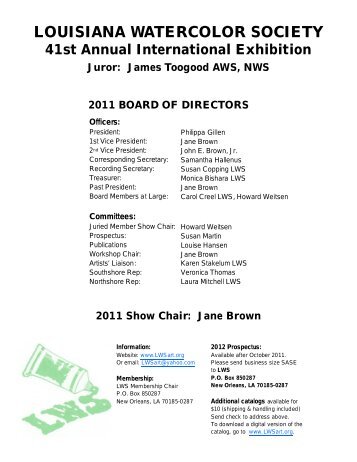 James Toogood AWS, NWS 2011 Show Chair - Louisiana ...