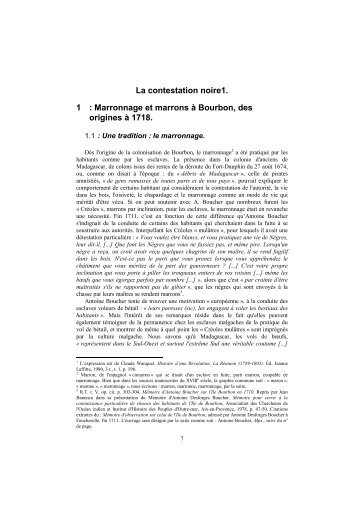 La contestation noire1. 1 : Marronnage et ... - Robert Bousquet