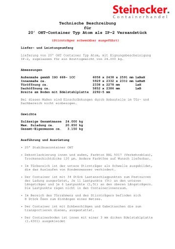 OHT Container - Steinecker Containerhandel GbR