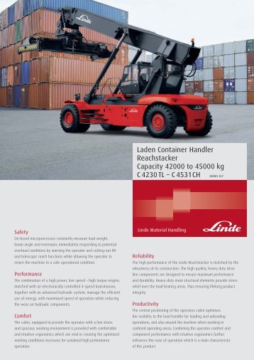 Laden Container Handler Reachstacker Capacity 42000 to 45000 ...