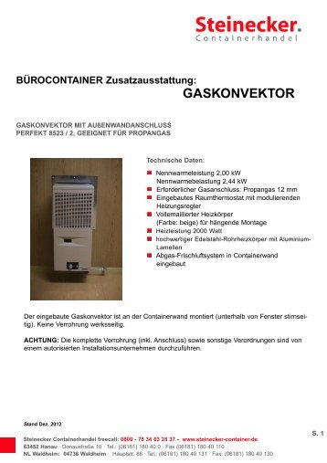 GASKONVEKTOR - Steinecker Containerhandel GbR