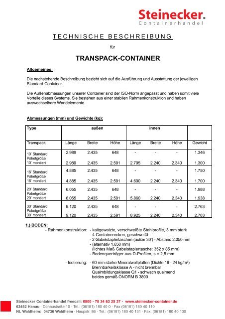 TRANSPACK-CONTAINER - Steinecker Containerhandel GbR