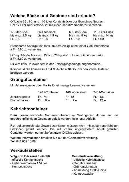 Abfallkalender 2013 - Neerach