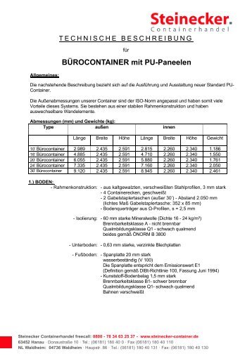 BÜROCONTAINER mit PU-Paneelen - Steinecker Containerhandel ...