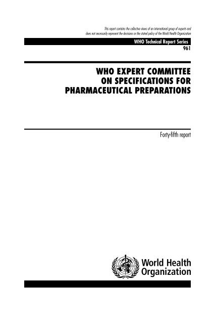 Expert Committee On Specifications For Pharmaceutical