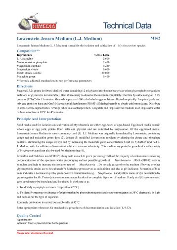 Lowenstein Jensen Medium (L.J. Medium) - Himedia Laboratories