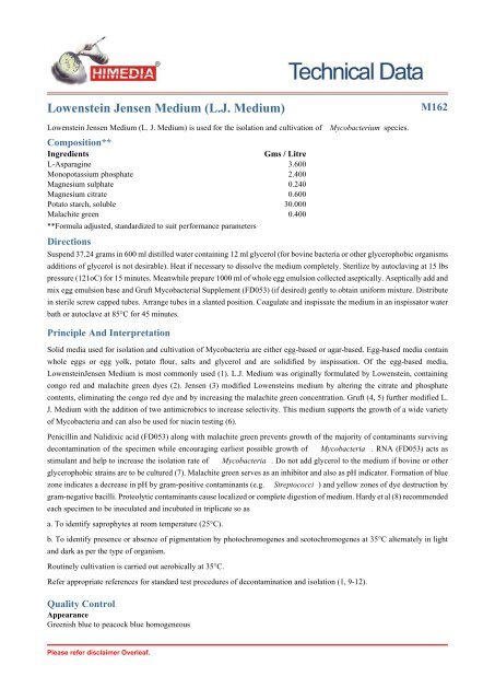 Lowenstein Jensen Medium (L.J. Medium) - Himedia Laboratories