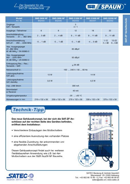 Kompakter Multischalter mit aktiver Terrestrik - SATEC