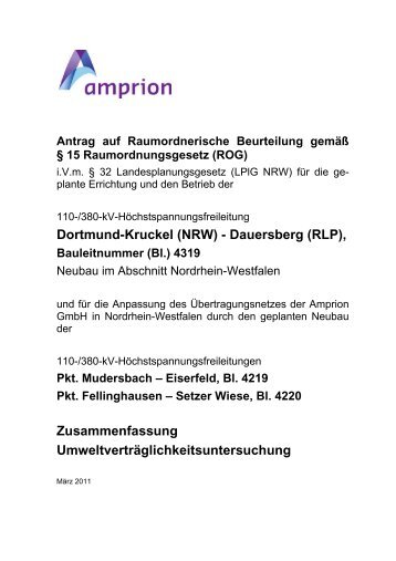 Dortmund-Kruckel (NRW) - Dauersberg (RLP), Zusammenfassung ...