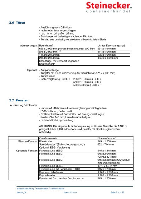 Standardausführung - Steinecker Containerhandel GbR