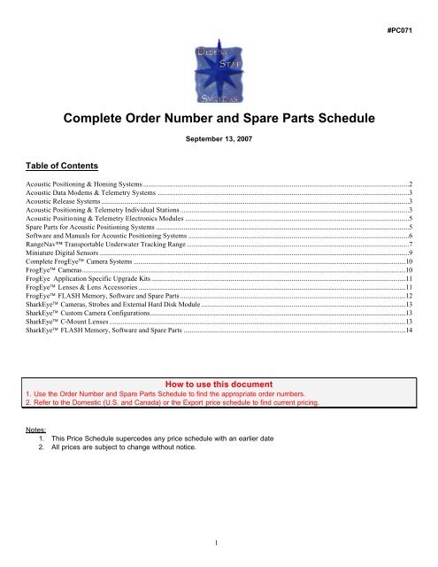 desert star systems, llc export price list