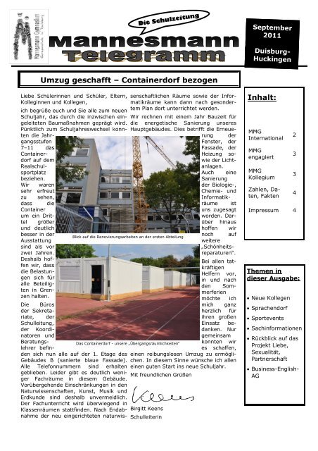 Umzug Geschafft Mannesmann Gymnasium