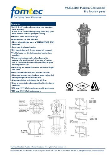 MUELLER® Modern Centurion® fire hydrant parts - Dafo Fomtec AB