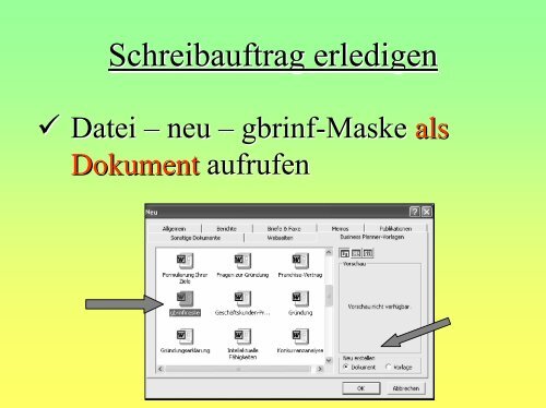 Arbeitsablauf Schemabrief