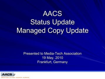 AACS Managed Copy Status Update