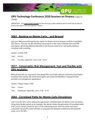 GPU Technology Conference 2010 Sessions on Finance (subject to ...