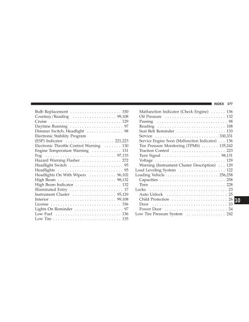 TABLE OF CONTENTS - Dodge