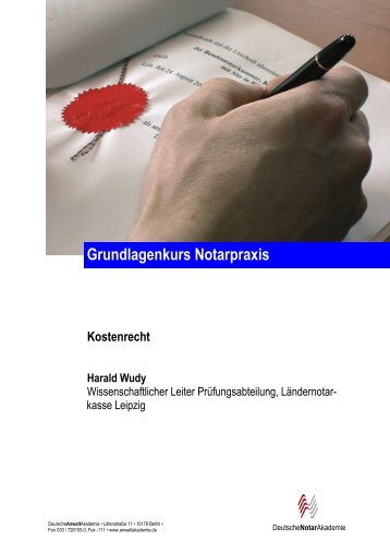 Grundlagenkurs Notarpraxis - DeutscheAnwaltAkademie