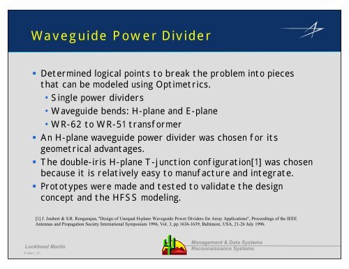 Presentation - Modeling of a 192-Way Waveguide Power Divider