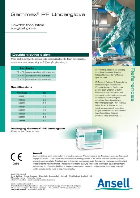 Gammex® PF Underglove - Ansell Healthcare Europe