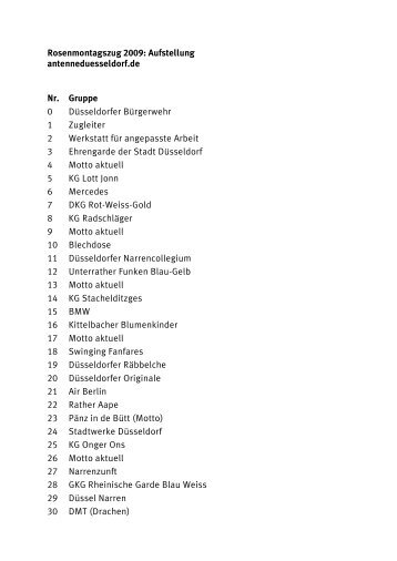 Rosenmontagszug 2009: Aufstellung ... - Antenne Düsseldorf