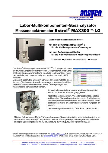 Labor-Multikomponenten-Gasanalysator Massenspektrometer
