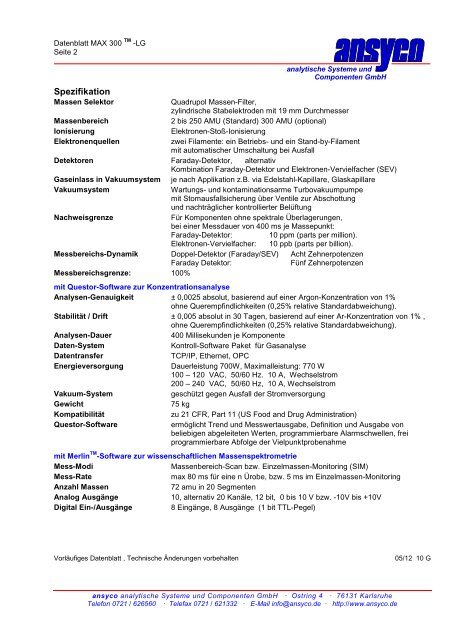 Labor-Multikomponenten-Gasanalysator Massenspektrometer