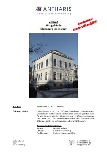 Verkauf Bürogebäude Oldenburg Innenstadt - Antharis