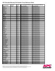 APC Extended Warranty Part Number Cross Reference Sheet