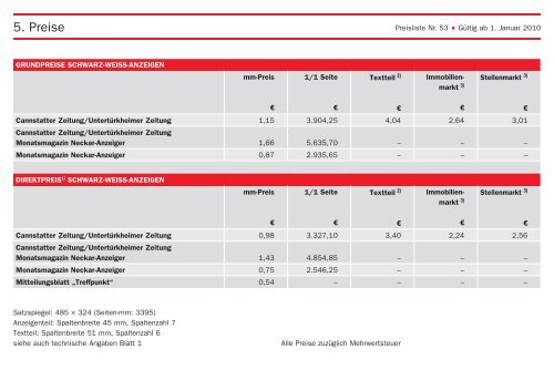 Preisliste 2010 - Die-Zeitungen.de