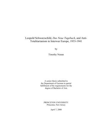 Leopold Schwarzschild, Das Neue Tagebuch, and ... - Timothy Nunan