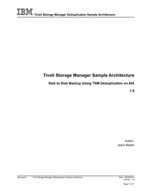 Tivoli Storage Manager Sample Architecture - IBM