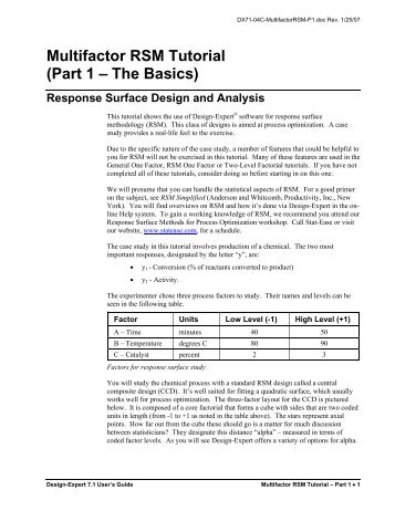 Multifactor RSM Tutorial (Part 1 – The Basics) - Statease.info