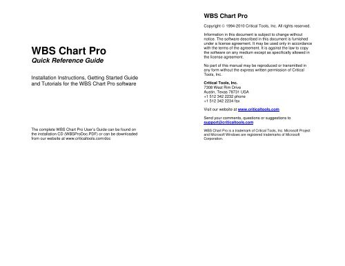WBS Chart Pro Quick Reference Guide (WBSGuide.pdf - Critical Tools